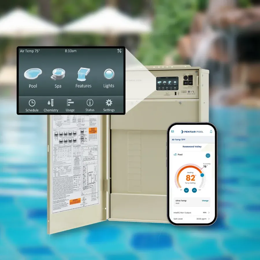 A pool automation panel and its phone app
