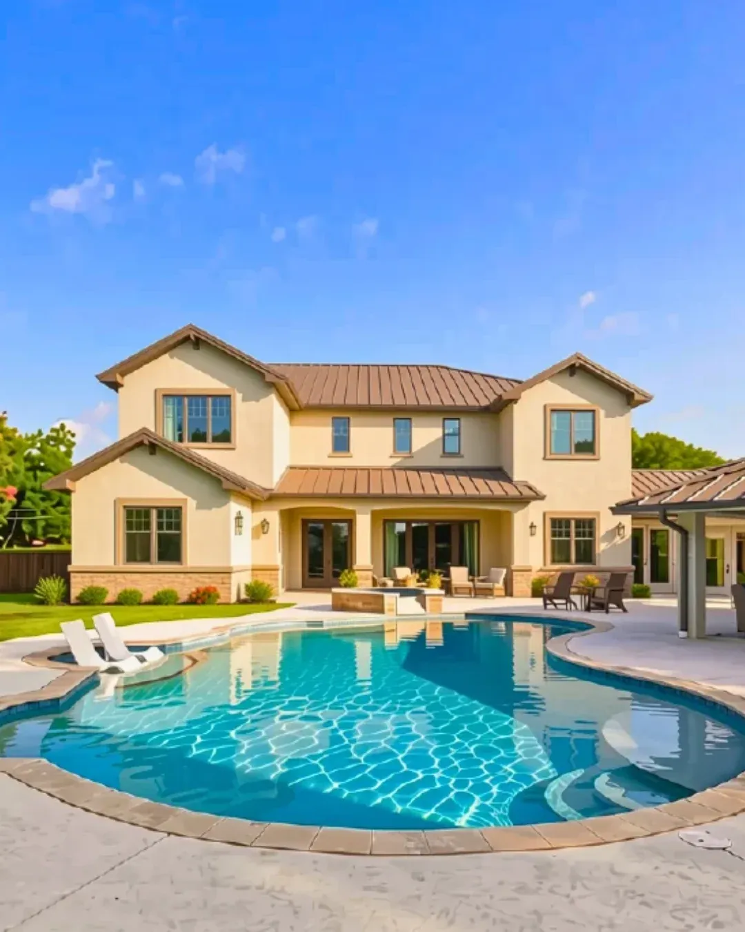 A home with a backyard pool